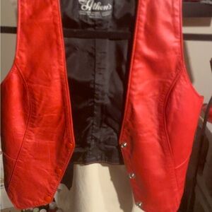 Red Genuine Leather Vest